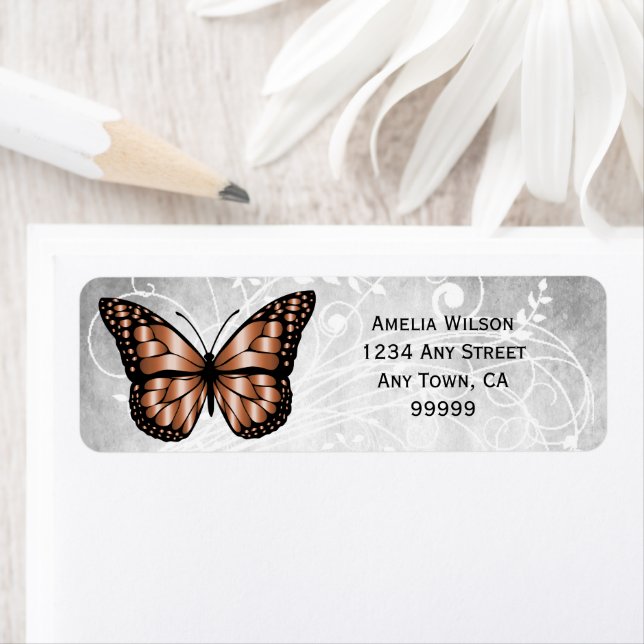 Brilliant Copper Butterfly Address Label (Insitu)