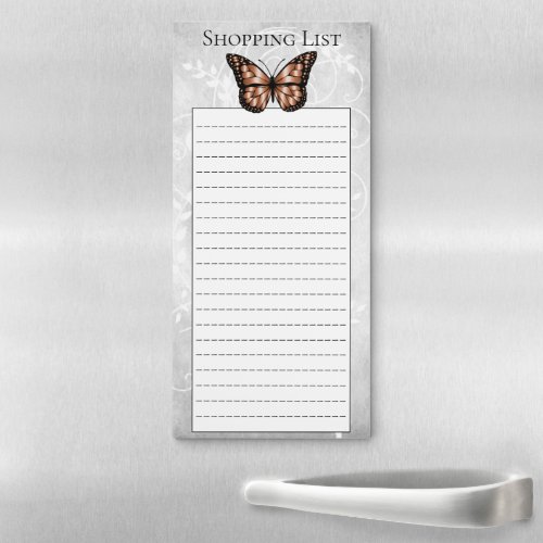 Brilliant Copper Butterfly Shopping List Magnetic Notepad