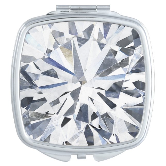 Brilliant Cut Diamond Solitaire Compact Mirror (Front)