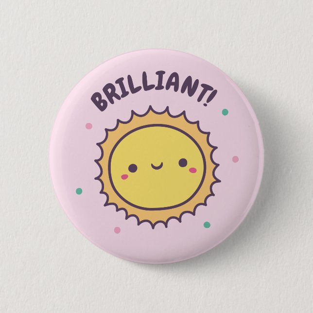 Brilliant Cute Sun Doodle Button (Front)
