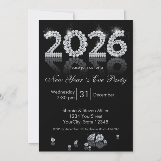 Brilliant Diamonds Luxury New Year 2026 Invitation (Front)
