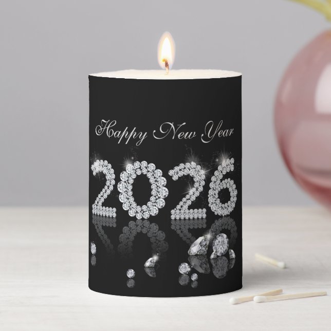 Brilliant Diamonds Luxury New Year 2026 Pillar Candle (In Situ)