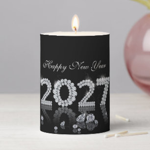 Brilliant Diamonds Luxury New Year 2027 Pillar Candle