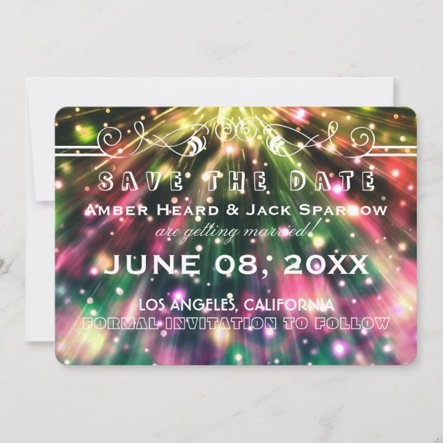 Brilliant Fireworks Wedding Save the Date Cards (Front)