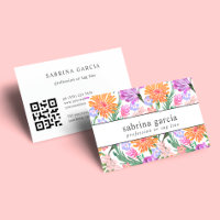 Brilliant Flowers | Purple orange blue QR Code 