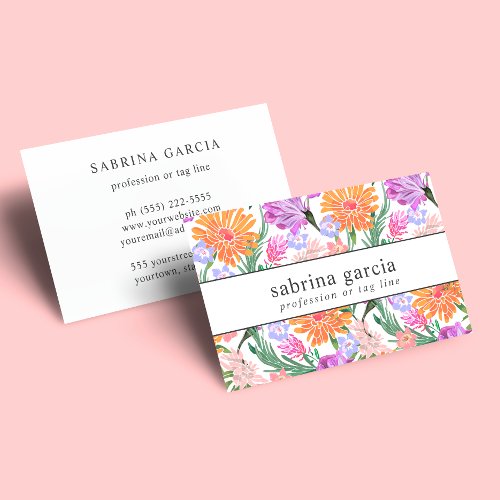 Brilliant Flowers  Purple orange blue Violet Business Card