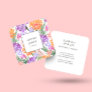 Brilliant Flowers | Violet Blue orange pink Square Business Card