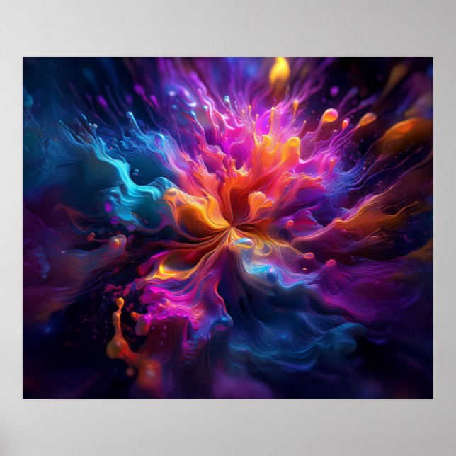 Brilliant Flowing Colors Abstract Digital Poster (Front)