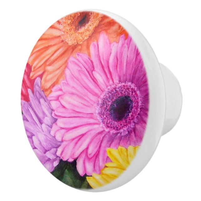 BRILLIANT GERBER FLOWERS CERAMIC KNOB (Right)