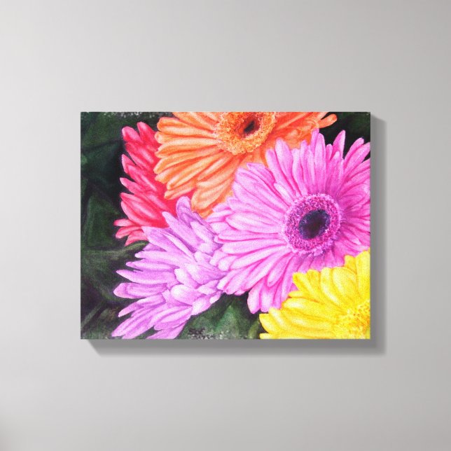 BRILLIANT GERBER FLOWERS WRAPPED CANVAS PAINTING PRINT (Front)