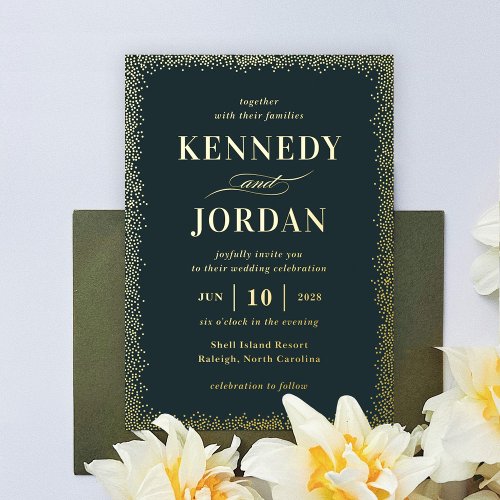 Brilliant Glow REAL FOIL Modern Wedding Invitation Foil Invitation