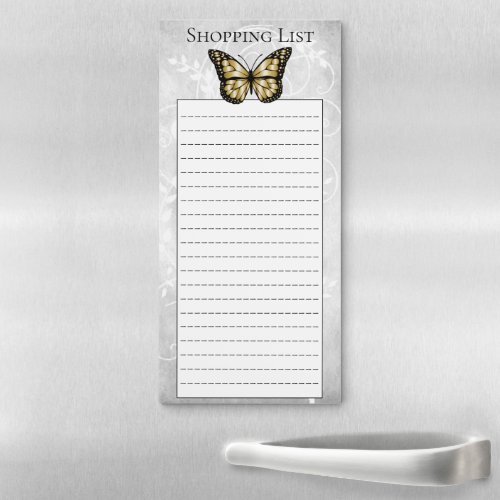 Brilliant Gold Butterfly Shopping List Magnetic Notepad