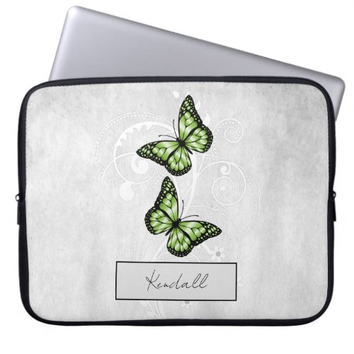 Brilliant Green Butterflies Laptop Sleeve