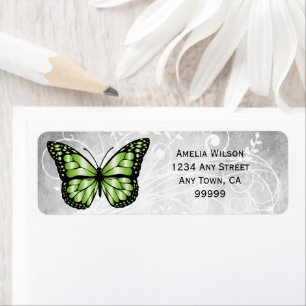 Brilliant Green Butterfly Address Label