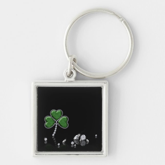 Brilliant Happy St. Patrick's Day Diamonds Keychain (Front)