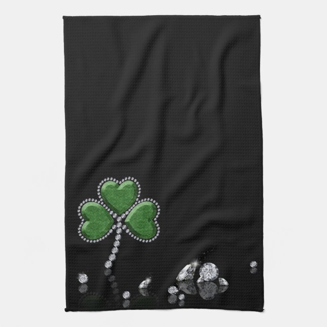 Brilliant Happy St. Patrick's Day Diamonds Kitchen Towel (Vertical)