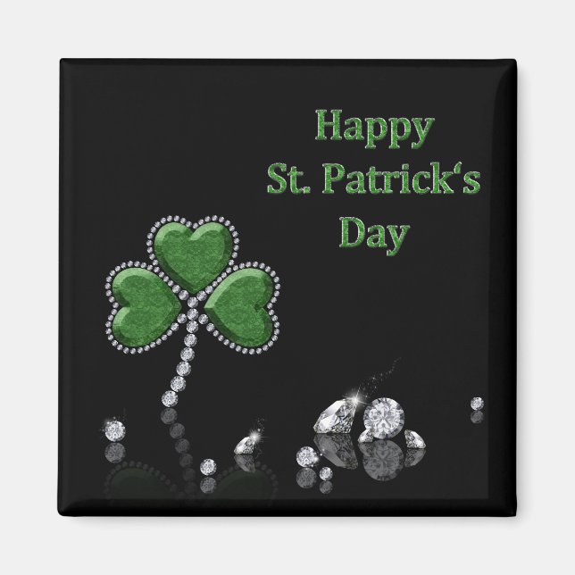 Brilliant Happy St. Patrick's Day Diamonds Magnet (Front)