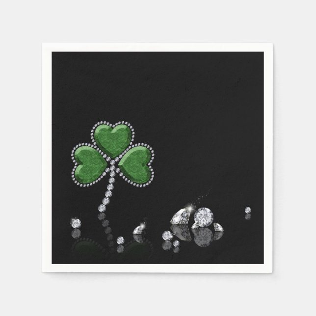 Brilliant Happy St. Patrick's Day Diamonds Napkins (Front)