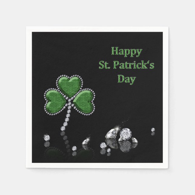Brilliant Happy St. Patrick's Day Diamonds Paper Napkins (Front)