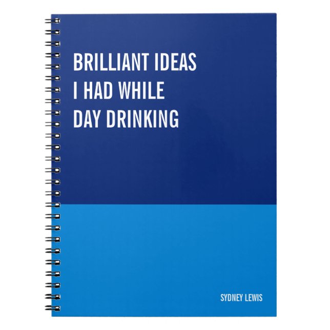 Brilliant Ideas I Had While Day Drinking Funny Notebook (Front)