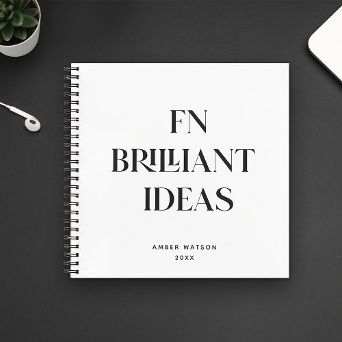 Brilliant Ideas Planner Modern Custom Dark Chic  Notebook