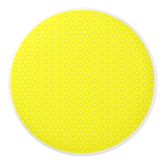 Brilliant Lemon Yellow Sunshine Stars Pattern Ceramic Knob (Front)