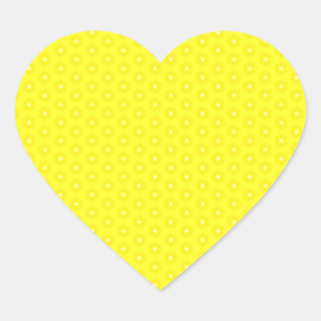 Brilliant Lemon Yellow Sunshine Stars Pattern Heart Sticker (Front)