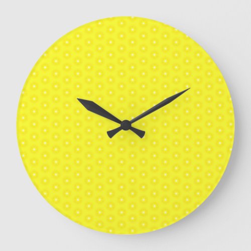 Brilliant Lemon Yellow Sunshine Stars Pattern Large Clock