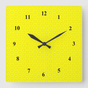 Brilliant Lemon Yellow Sunshine Stars Pattern Square Wall Clock