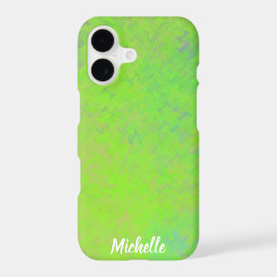 Brilliant Lime Green Artsy Marbling Personalized iPhone 17 Case