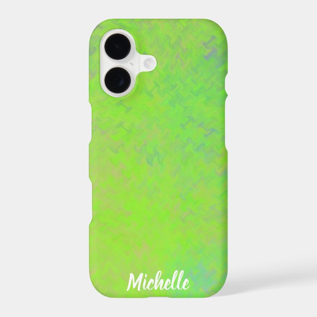 Brilliant Lime Green Artsy Marbling Personalized Case-Mate iPhone Case (Back)