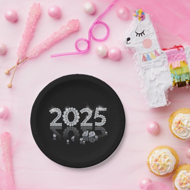 Brilliant Luxury Diamonds New Year 2025 Paper Plates (Party)