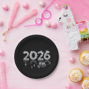Brilliant Luxury Diamonds New Year 2026 Paper Plates