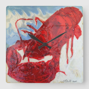 Brilliant Maine Lobster Square Wall Clock