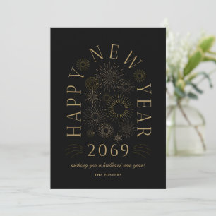 Brilliant New Year Firework Business Greeting Card