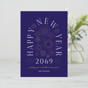 Brilliant New Year Firework Business Greeting Card