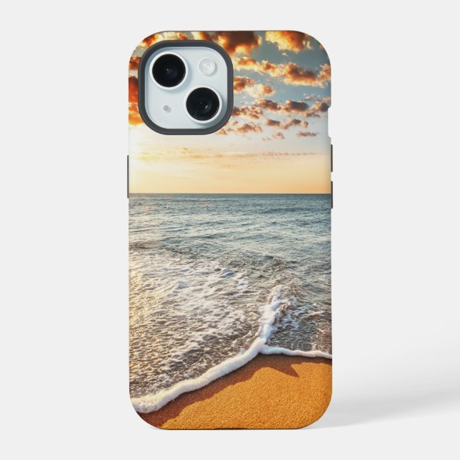 Brilliant ocean beach sunrise iPhone 15 case (Back)