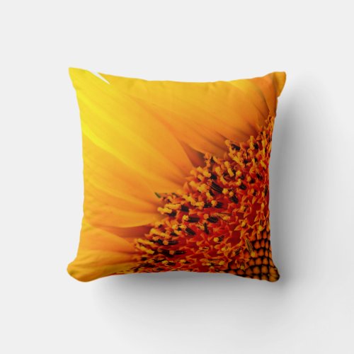 Brilliant Orange and Yellow Sunflower Photo Throw  Throw Pillow