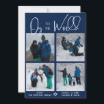 Brilliant Oy To The World 4 Photo Holiday Card<br><div class="desc">A modern handwritten script to celebrate the Festival of Lights. Easy to customize with four of your favorite photos and message.</div>