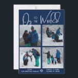 Brilliant Oy To The World 4 Photo Holiday Card<br><div class="desc">A modern handwritten script to celebrate the Festival of Lights. Easy to customize with four of your favorite photos and message.</div>