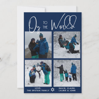 Brilliant Oy To The World 4 Photo Holiday Card