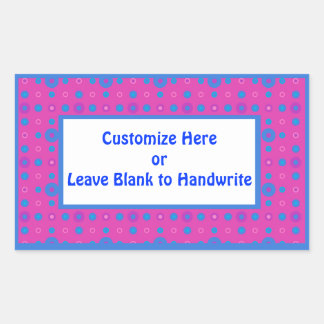 Brilliant Pink and Blue Dots on Magenta Rectangular Sticker