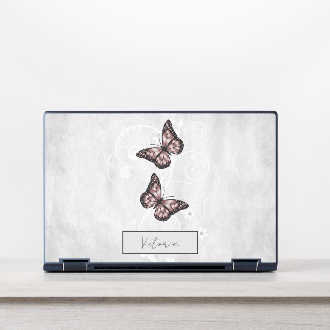 Brilliant Pink Butterflies HP Laptop Skin (Front)