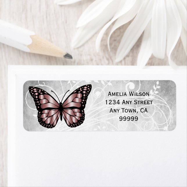 Brilliant Pink Butterfly Address Label (Insitu)