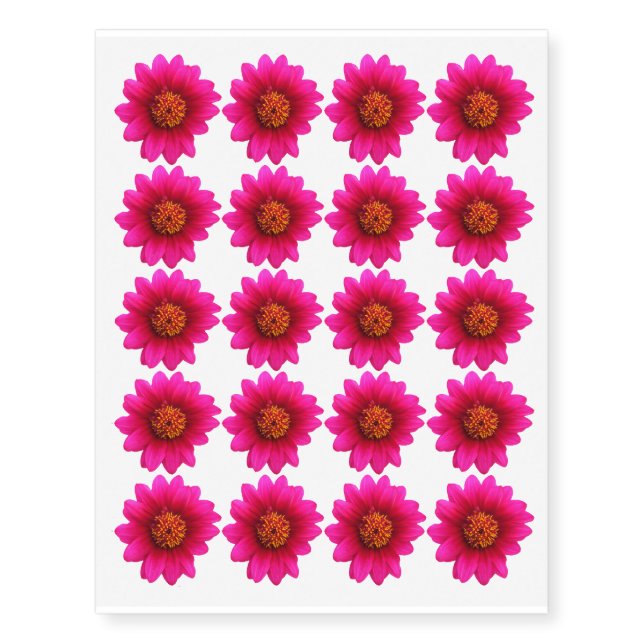Brilliant Pink Daisy Flower Design Temporary Tattoos (Front)