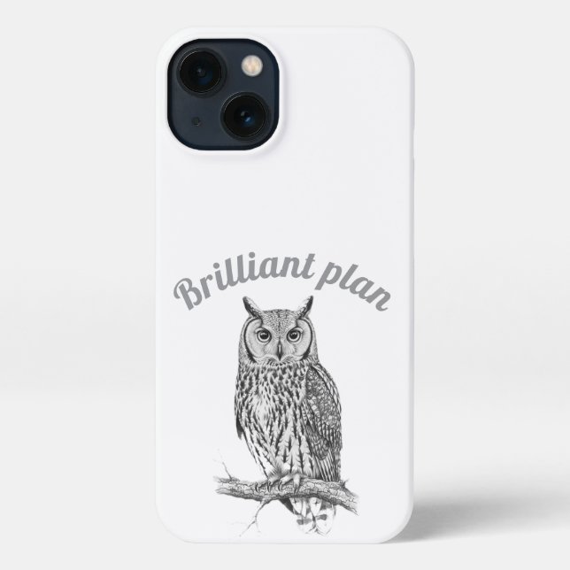 Brilliant Plan Wise Owl Charcoal Sketch Phone Case (Back)