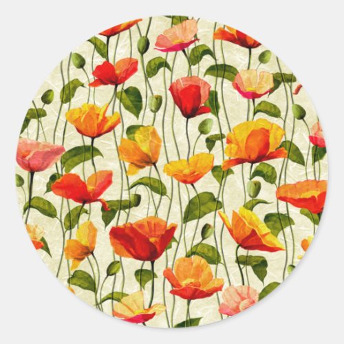 Brilliant Poppies Classic Round Sticker