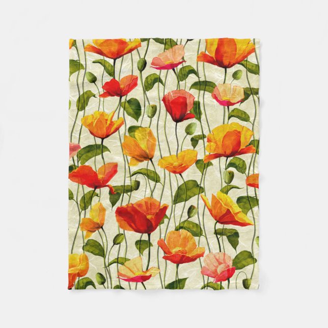 Brilliant Poppies Fleece Blanket (Front)