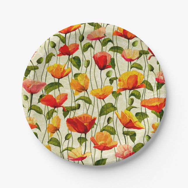 Brilliant Poppies Paper Plates (Front)