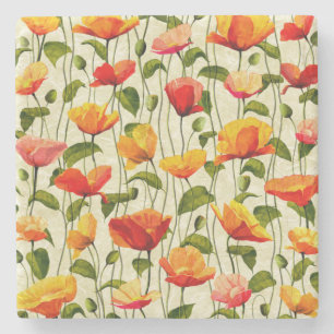Brilliant Poppies Stone Coaster